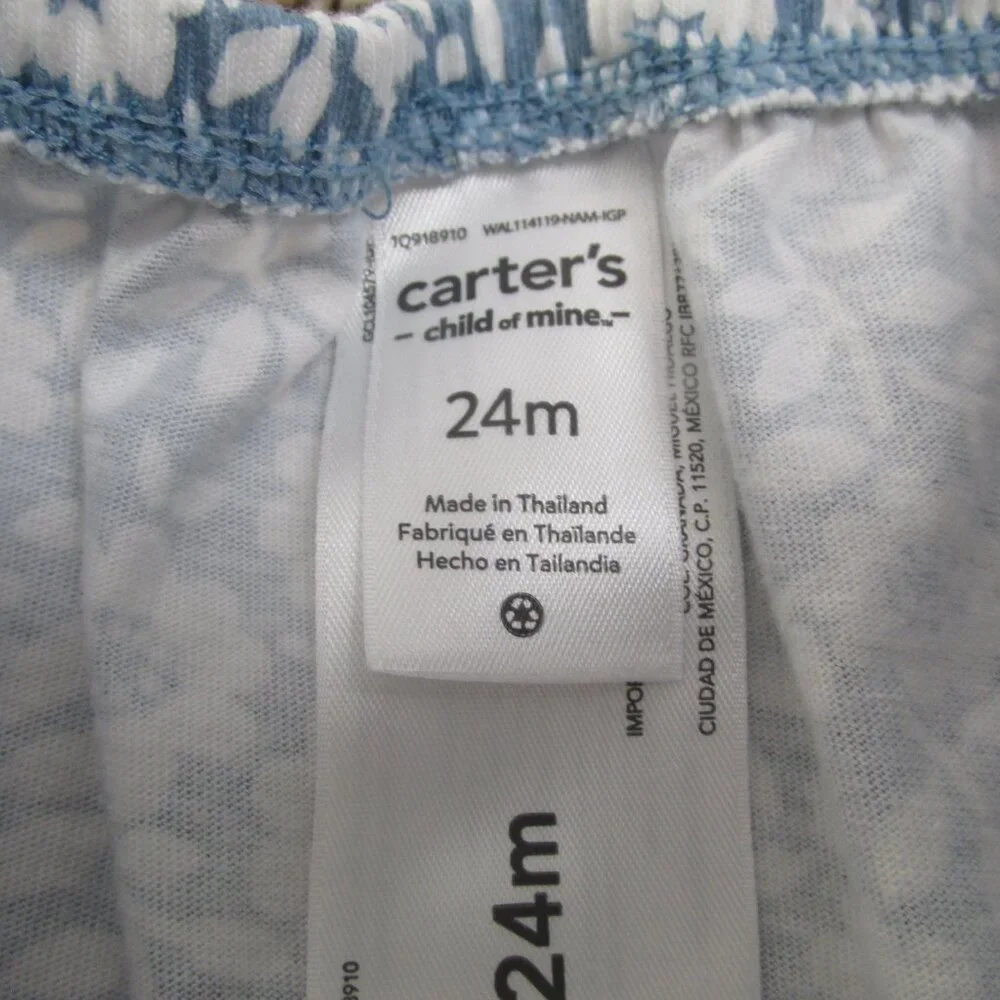 Carters 2 Pc Sleeveless Shirt Bloomer Outfit Girls 24M Blue Floral‎ Pullover